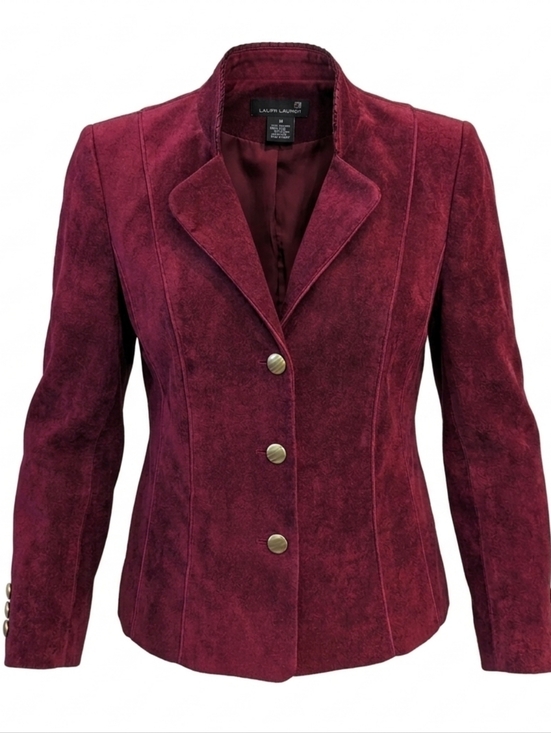 Laura Jackets & Blazers - Laura Petites Burgundy Velvet Women's Blazer Size 12